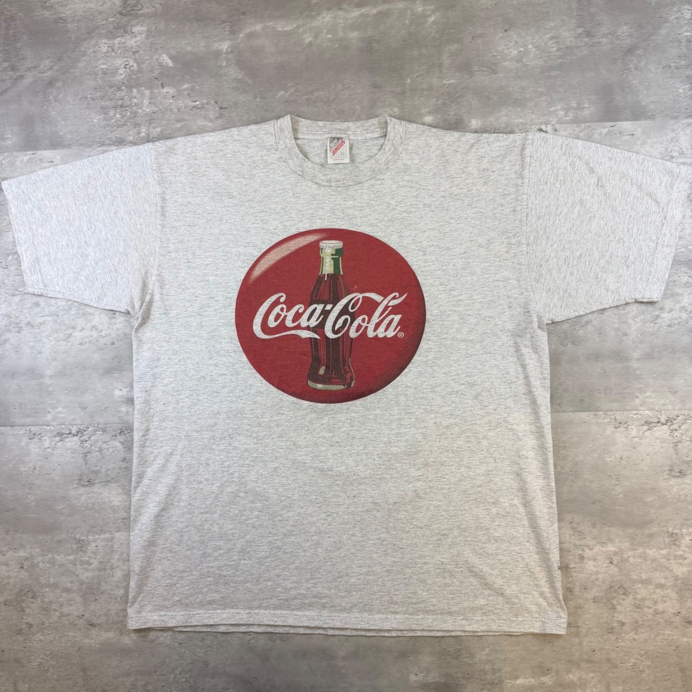 Vintage Coca-Cola T Shirt XL Jerzees Heather Grey 90s‎ Single Stitch Made in USA